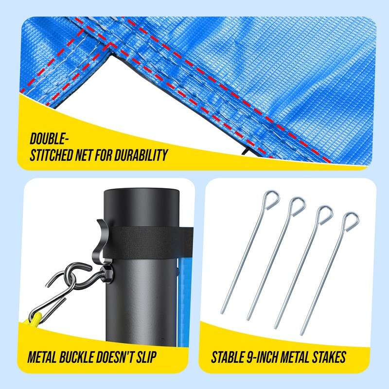 Patiassy Professional Volleyball Net Set with Adjustable Poles & Carry Bag (Blue)