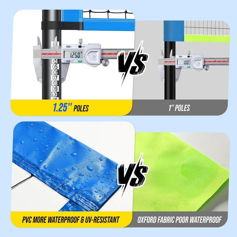 Patiassy Professional Volleyball Net Set with Adjustable Poles & Carry Bag (Blue)