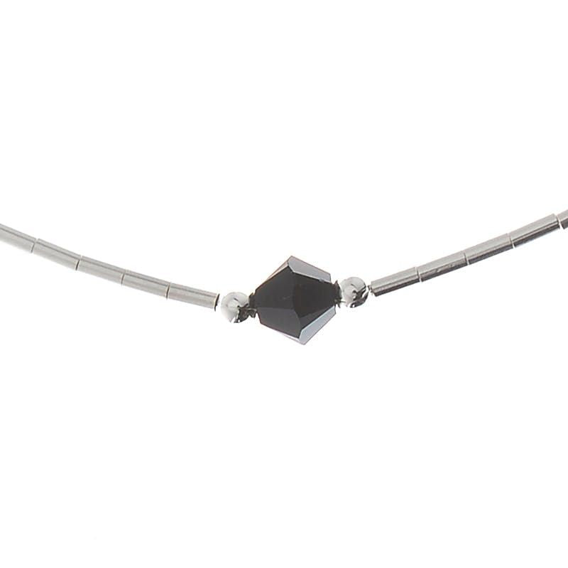 Sterling Silver Jet Black Anklet 10"