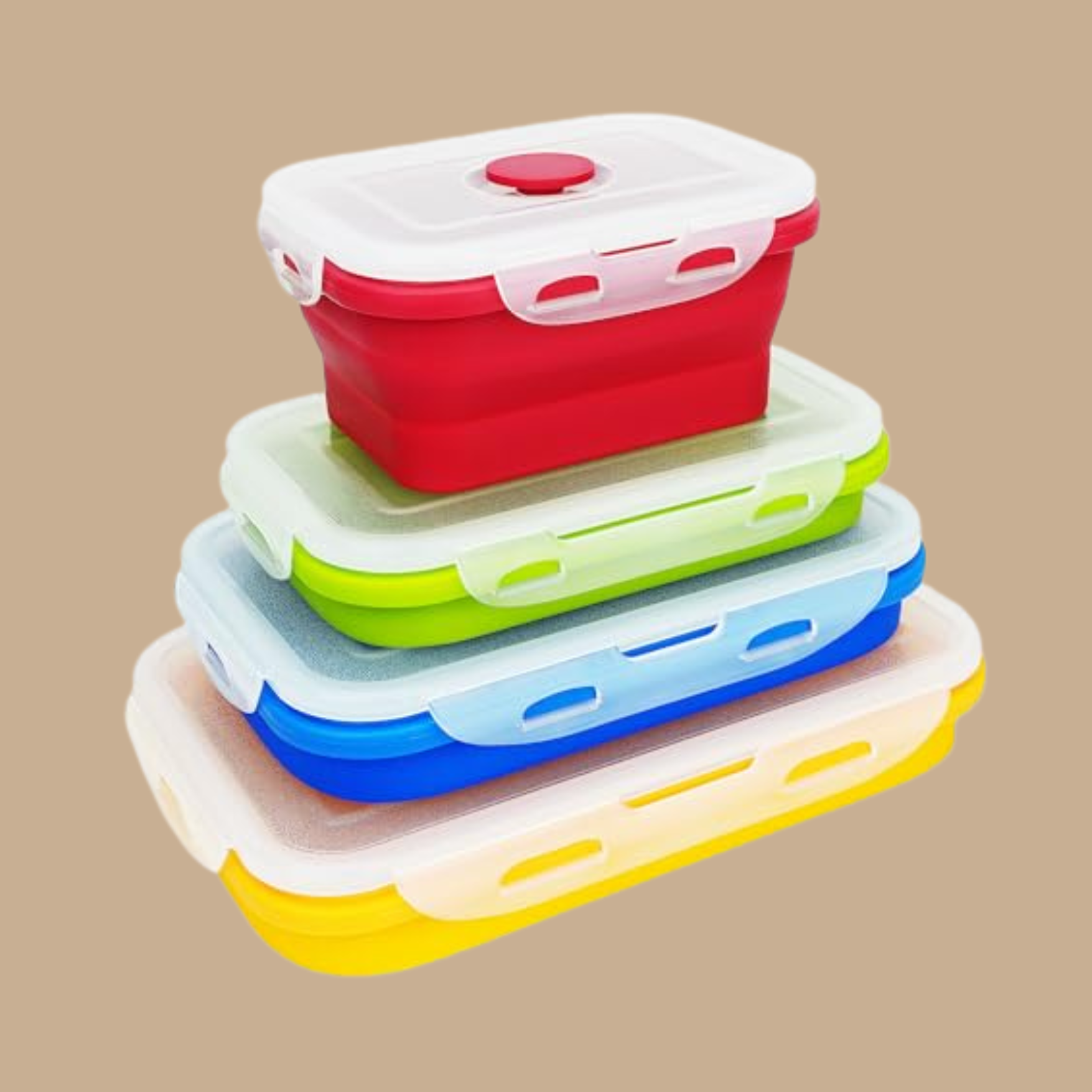 3 Pack Collapsible Food Storage Containers (Yellow, Green, Red)