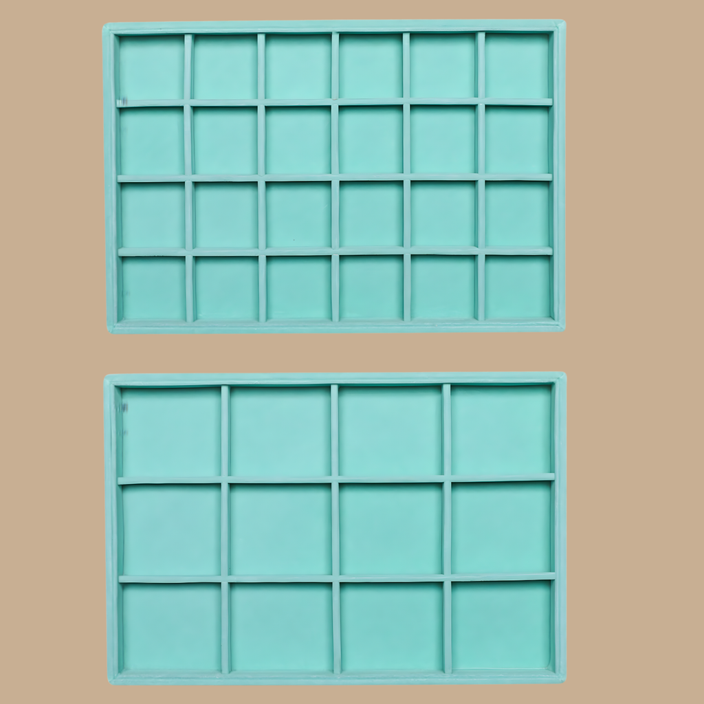 Turquoise Velvet Jewelry Organizer Trays Set of 2