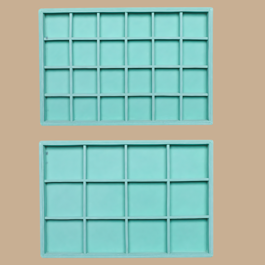 Turquoise Velvet Jewelry Organizer Trays Set of 2