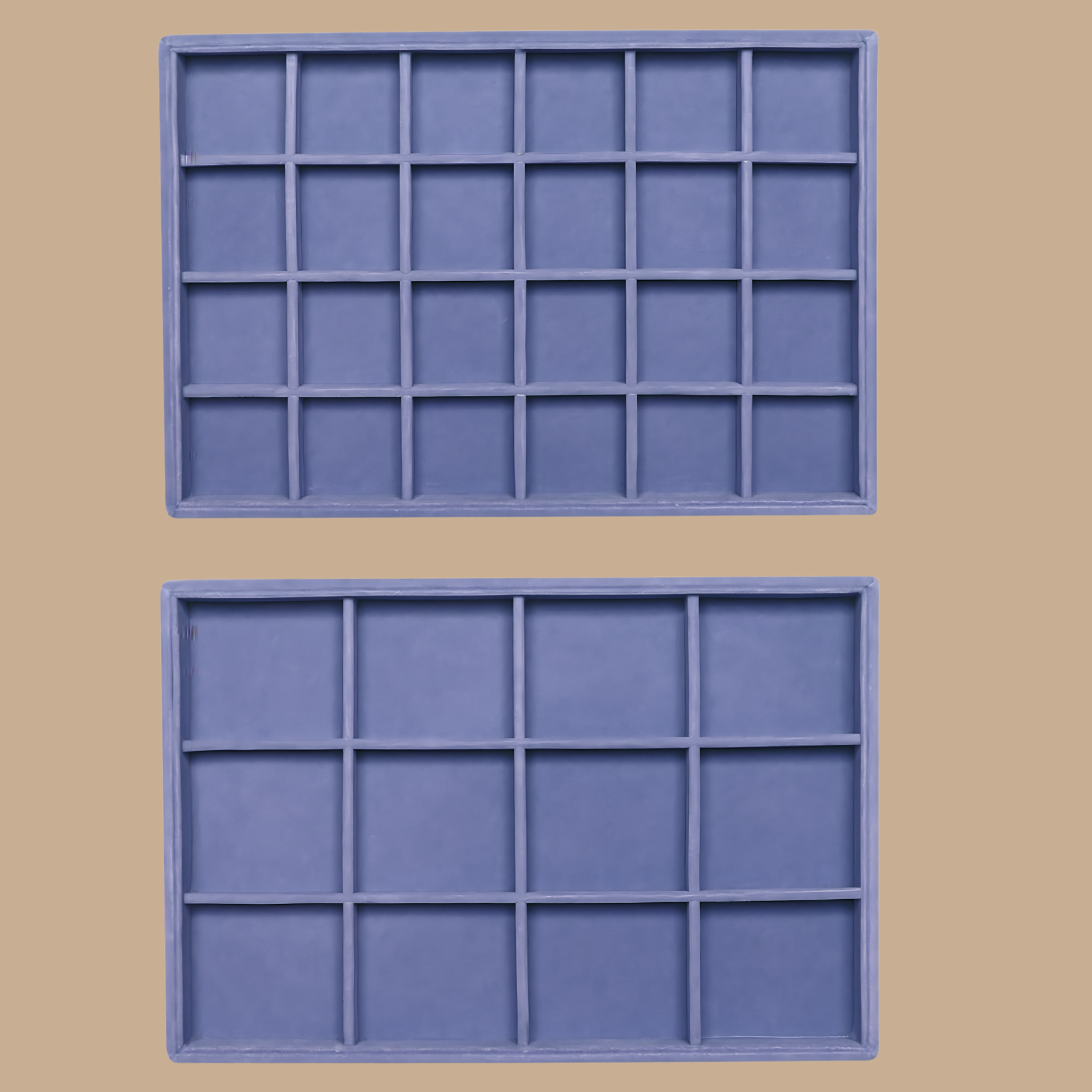 Blue Velvet Jewelry Organizer Trays Set of 2