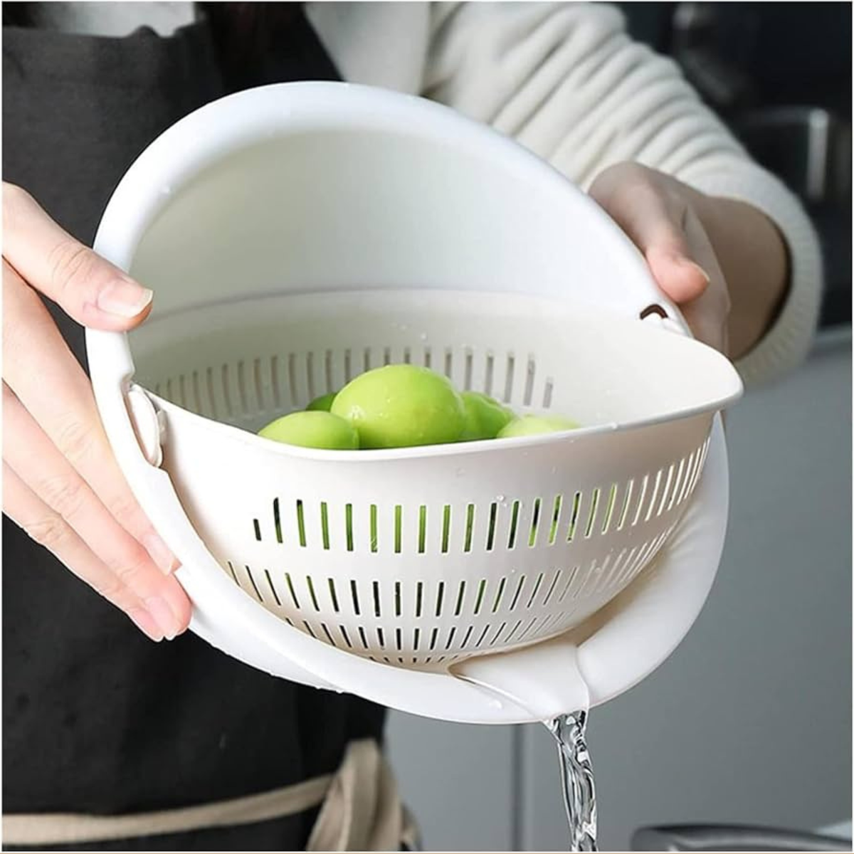 Big 10" Diameter Double Layer Fruit Basket (Blue and White)