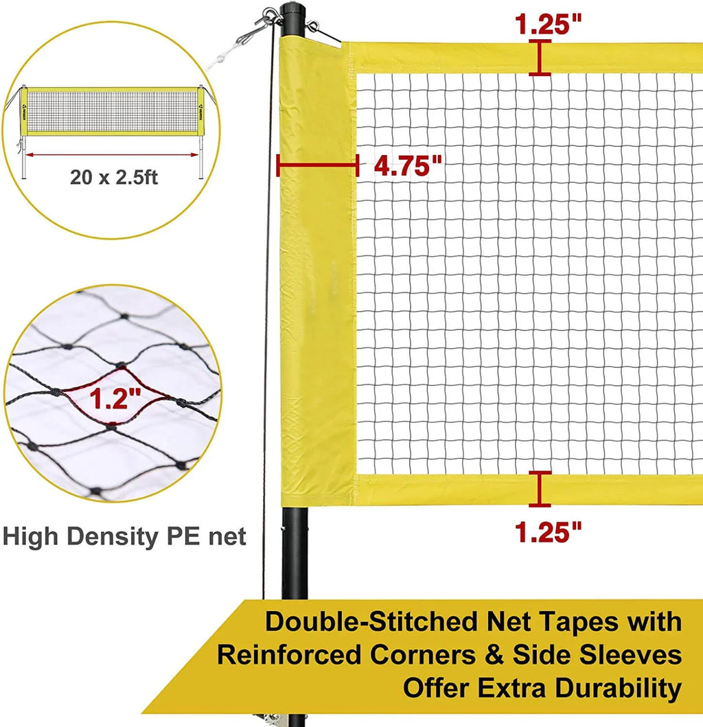 Patiassy Portable Badminton Net Set with Rackets, Shuttlecocks & Carry Bag (Yellow)