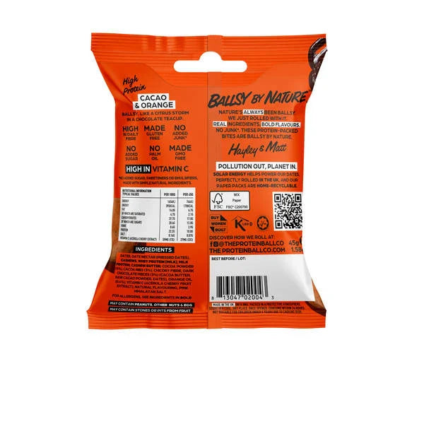 The Protein Ball Co. Original Cacao Orange Protein Balls – Gluten Free Snack