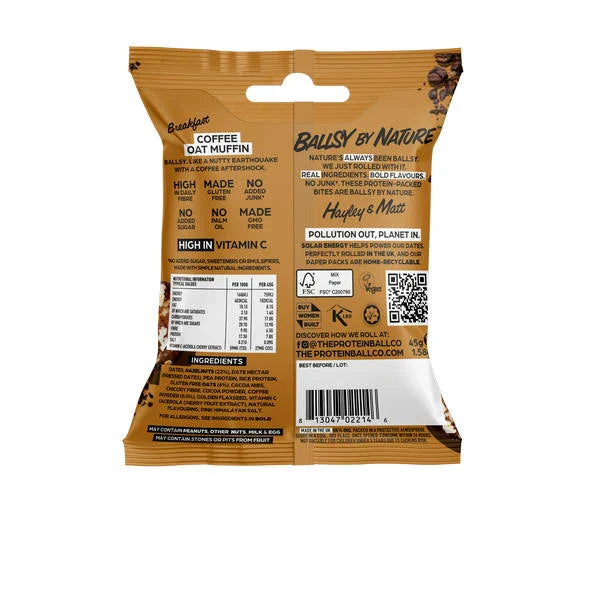 The Protein Ball Co. High Fibre Coffee Oat Muffin Protein Balls – Gluten Free Snack