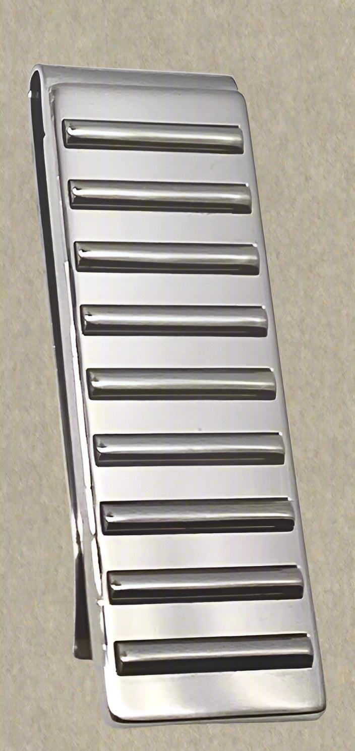 Brushed Steel Money Clip with Vertical Ridge Accents