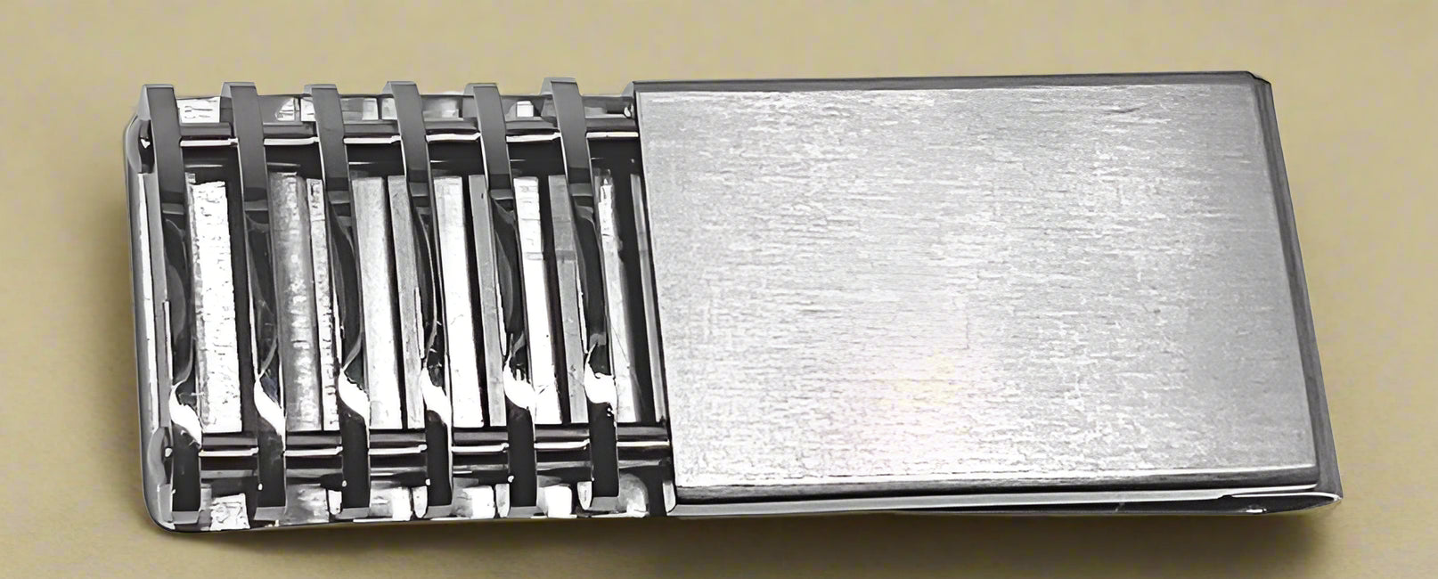 Polished Steel Money Clip with Open Bar Design