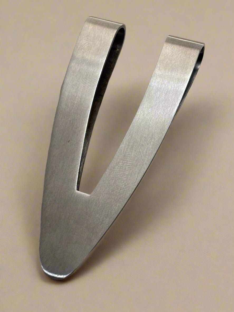 Dual Slot Brushed Metal Money Clip with Curved Edges