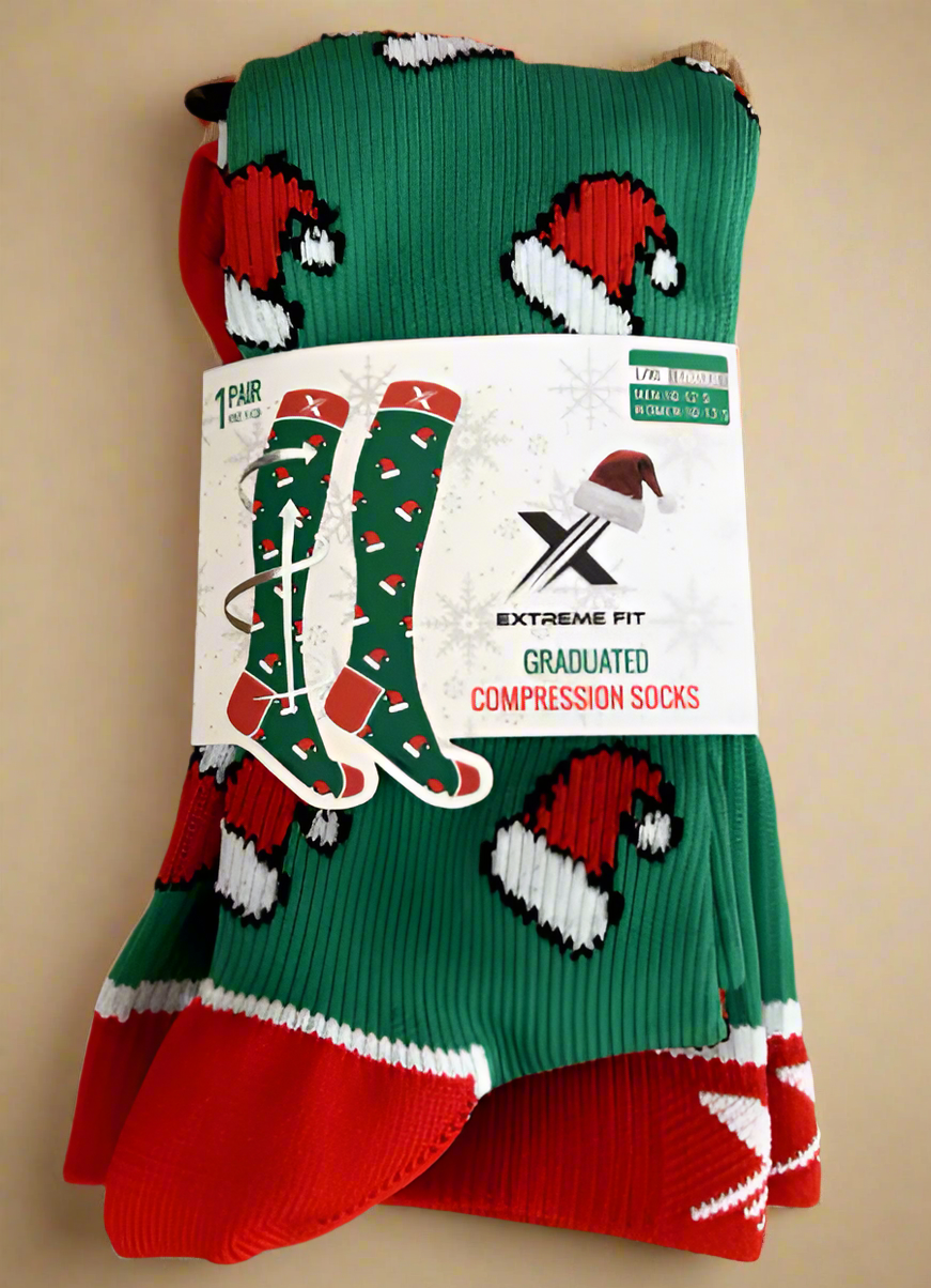 EXTREME FIT GRADUATED COMPRESSION SOCKS X-MAS RED N GREEN