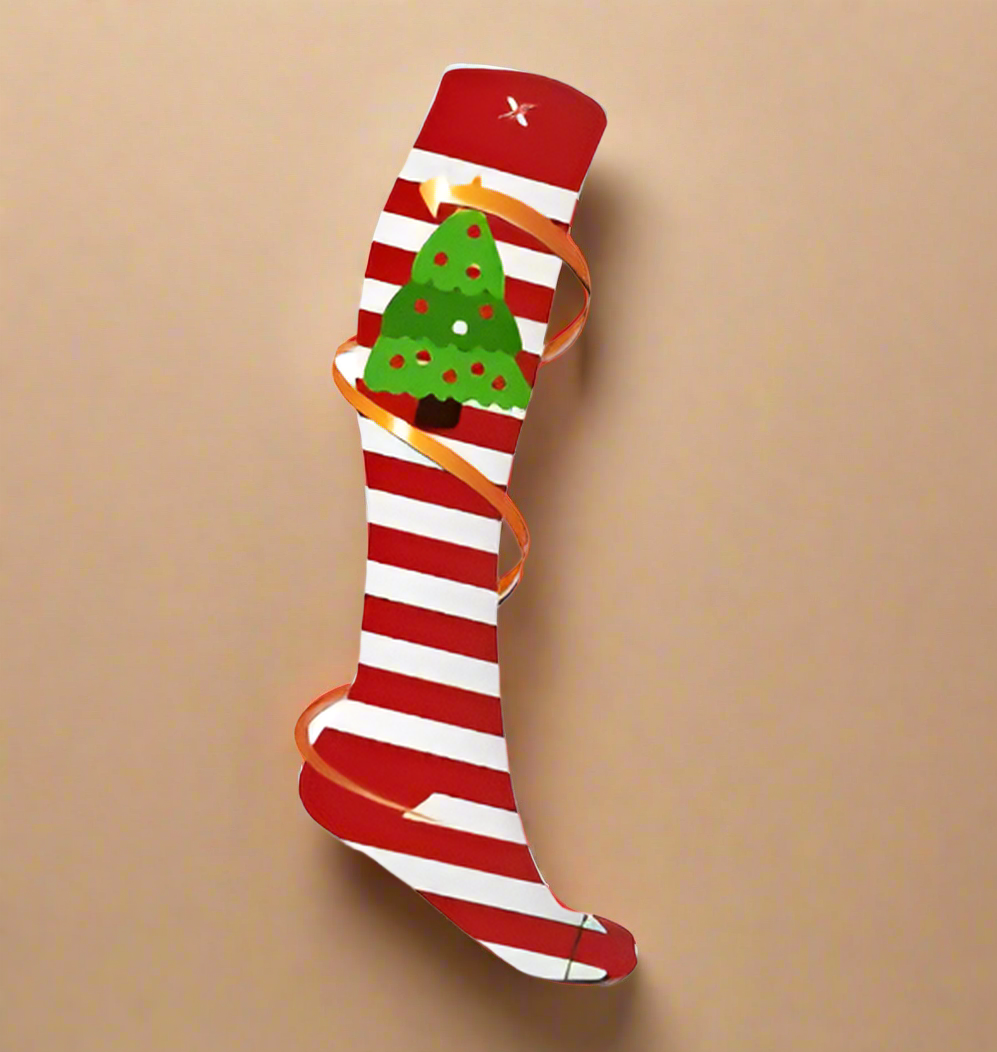 EXTREME FIT GRADUATED COMPRESSION SOCKS X-MAS RED N WHITE