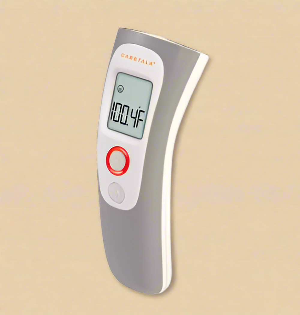 Care Talk Non-Contact Infrared Forehead Thermometer with Illuminated LCD & 9 Memory Storage – White/Gray,