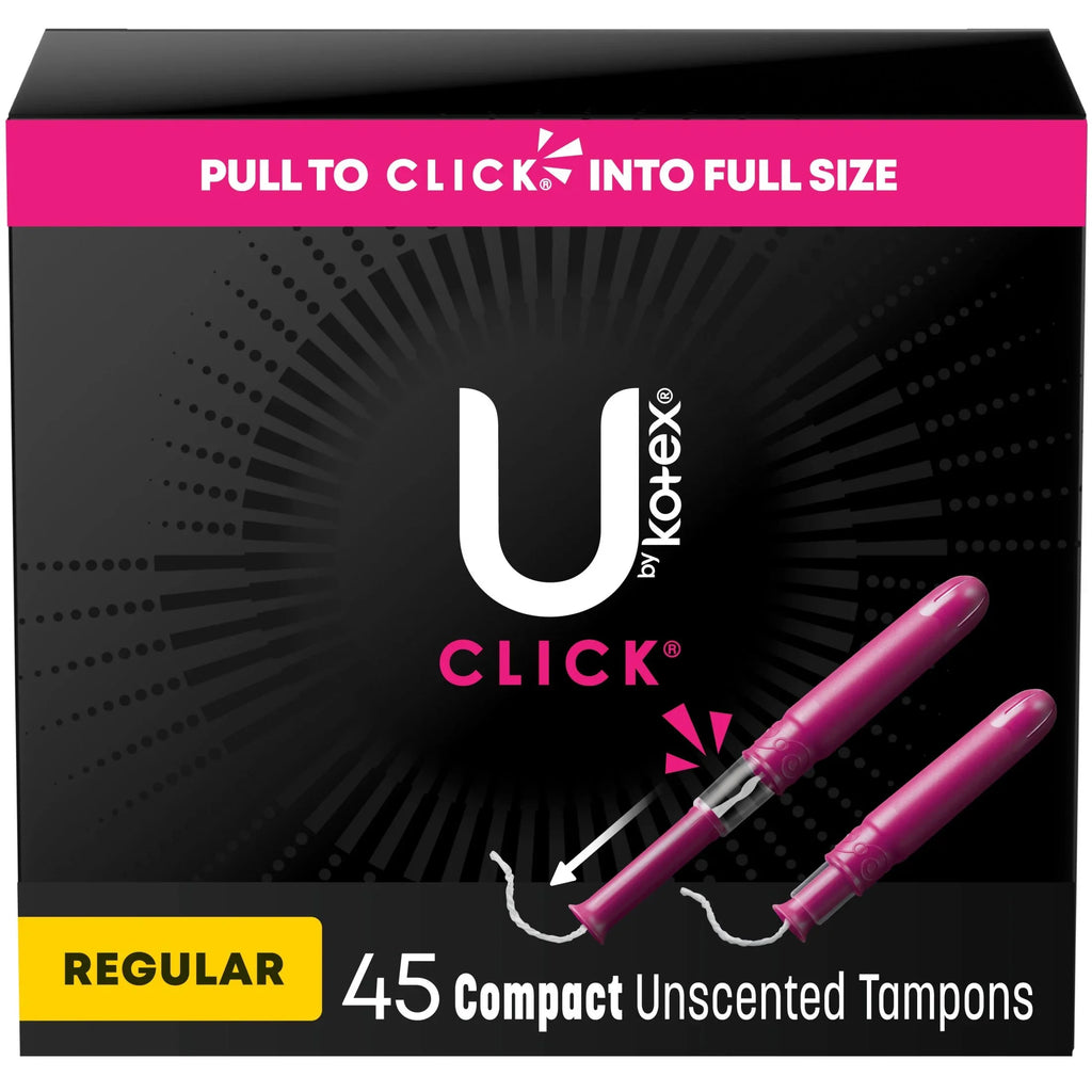 U by Kotex Click Compact Multipack Tampons, Regular, Unscented, 45 Count