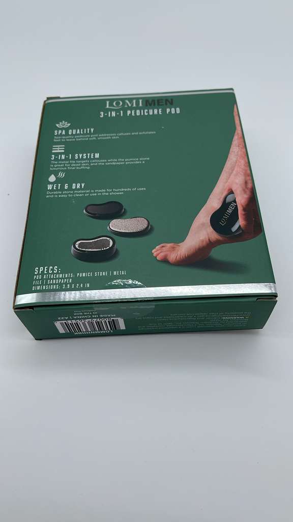LOMIMEN 3-N-1 PEDICURE POD 3 STEP SYSTEM TO CLEAN BUFF  FILE AND SMOOTH FEET TO PERFECTION