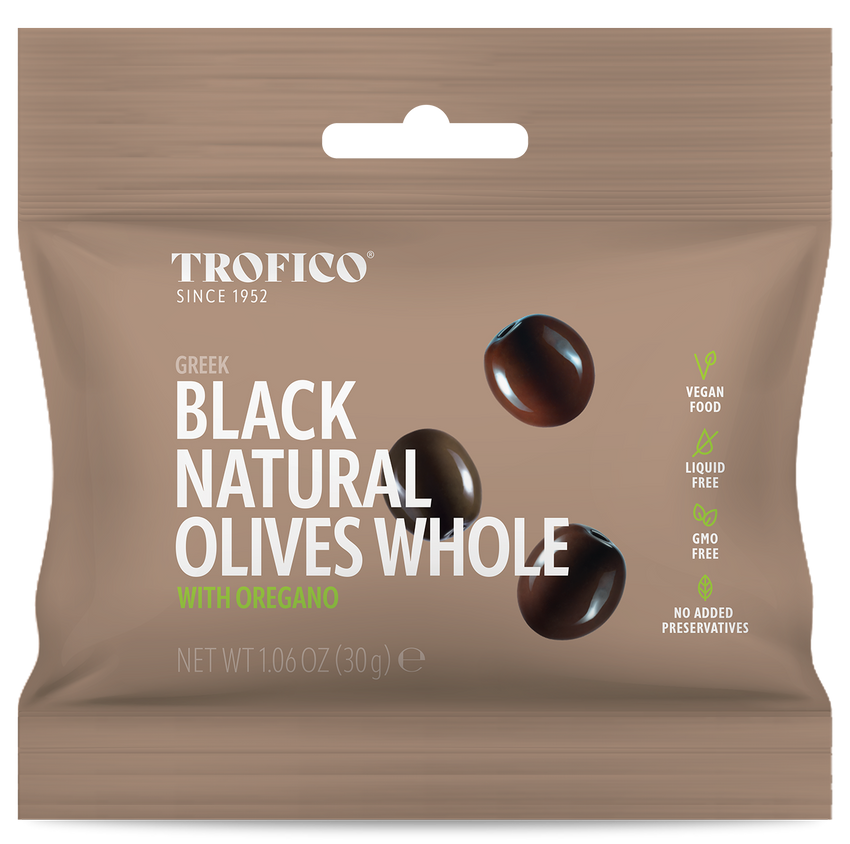 Trofico Greek Black Natural Whole Olives with Oregano