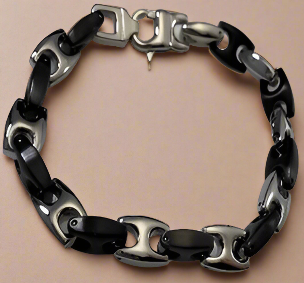 Fashion Black link Bracelet 8.5"