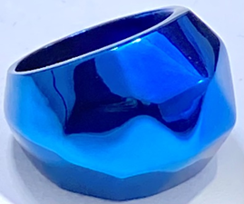 FASHION Blue Plated Faceted Done Ring in Box
