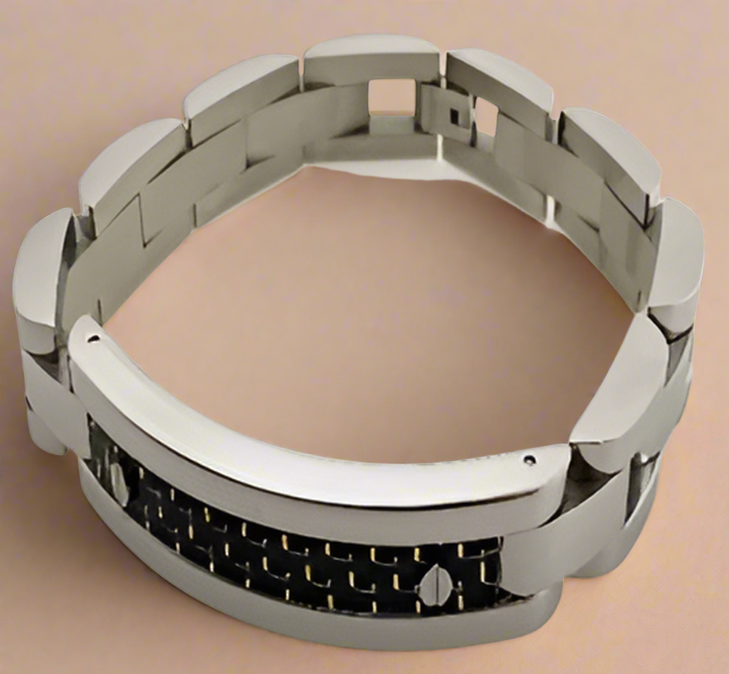 Fashion Black and Gold Bar Bracelet 8.5"