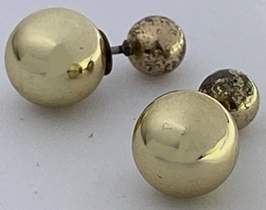 JEWELRY FASHION 10mm Gold  Plated Polish 2 Slided Bal Earring in Box