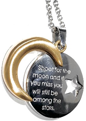 FASHION Stainless Steel Shoot for the Moon Pendant with 20" Curb Chain