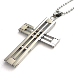 JEWLRY FASHION FRAME CROSS CURB CHAIN 24" cross is 2.5