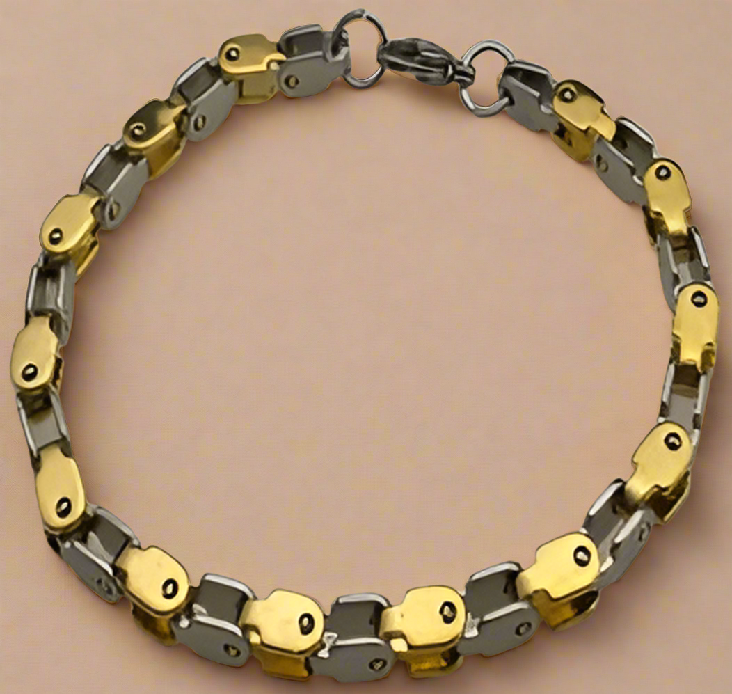 Fashion Two Tone Bike Chain Bracelet 8.5"