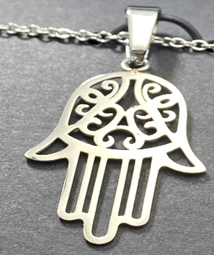 Fashion Hamsah Hand Pendant with a 18" curb Chain in Box