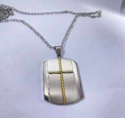 Jewelry Fashion Two-Tone Stainless Steel Cross Pendant Necklace