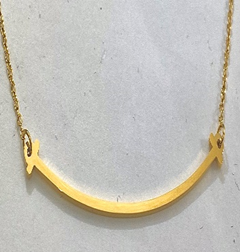 Fashion Gold Plated Curved Bar Necklace in Box