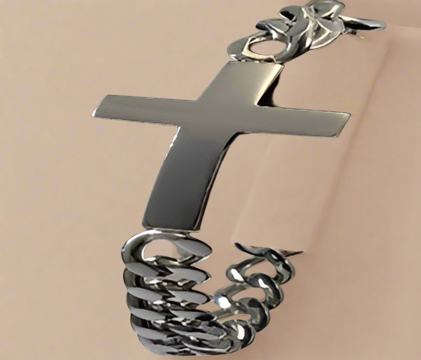 Fashion Bracelet WITH Cross ID Section 8.5"