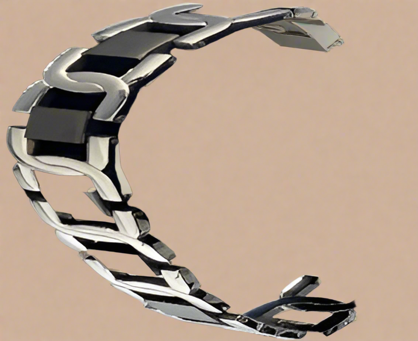 Fashion Black IP Stirrup Bracelet 8.5"