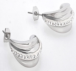 JEWELRY FASHION Post Shell with Crystals Stones Earring