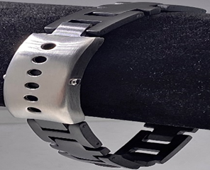 Fashion Black H Link with Rect Silver Matte Plated Bracelet 8.5"