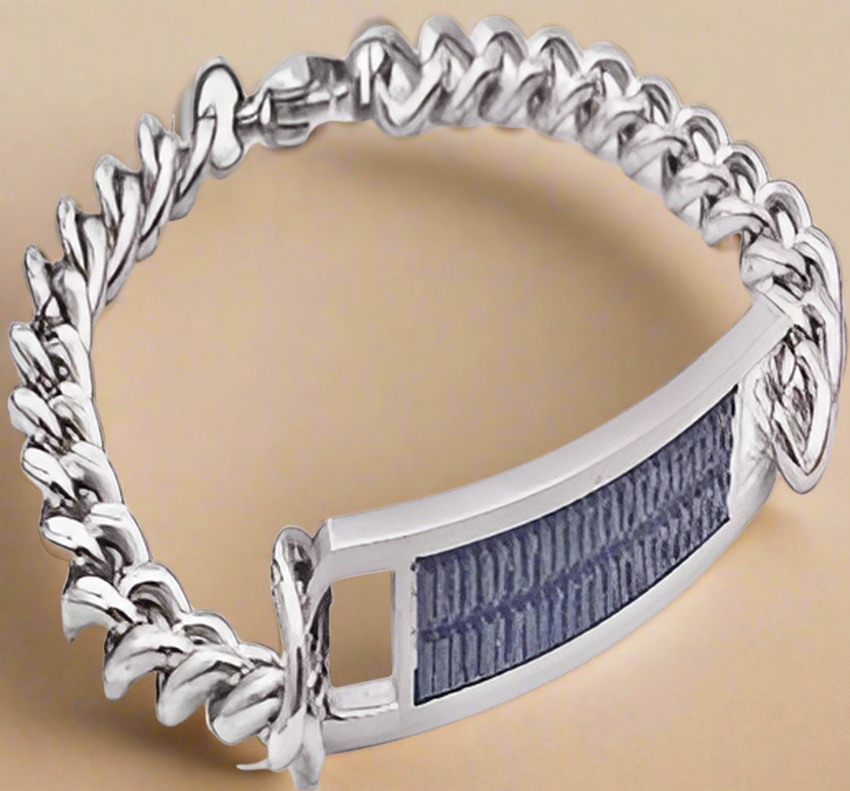 Fashion Pyramid Pattern ID Curb Link Bracelet in Box 8.5"