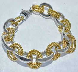 FASHION Gold Rope Rounds and Silver Polish Link 20"