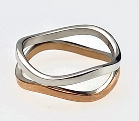 FASHION Wave Ring in Rose IP and Silver Plated Ring