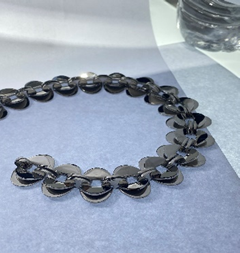 FASHION Black High Polish Flat Disk Necklace 20"
