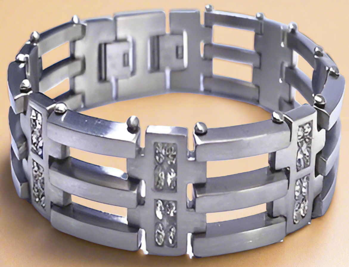 Fashion CZ and Link BraceletBars 8.5"