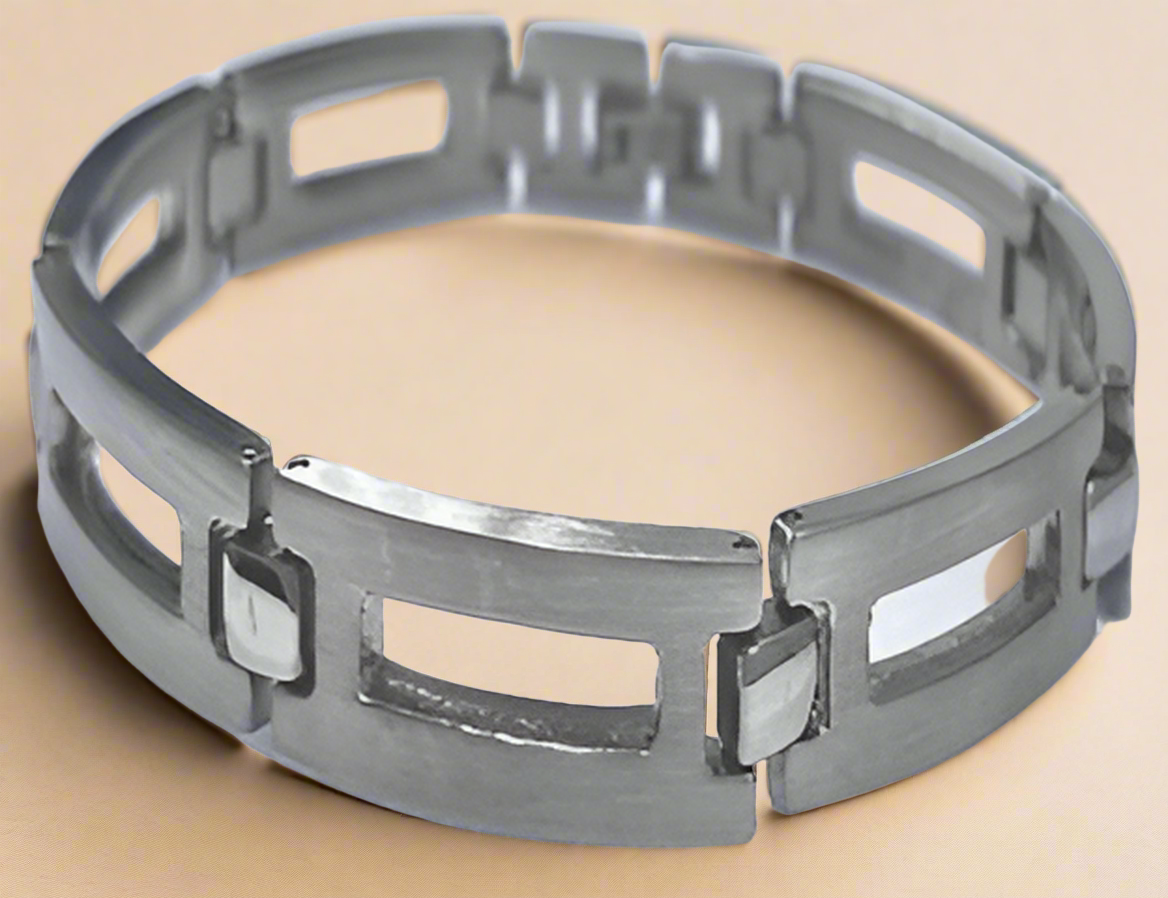 Fashion Silver Plated Iron Bars Bracelet 8.5"