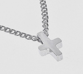 FASHION White Gold Plated Tiny Cross Necklace 16"