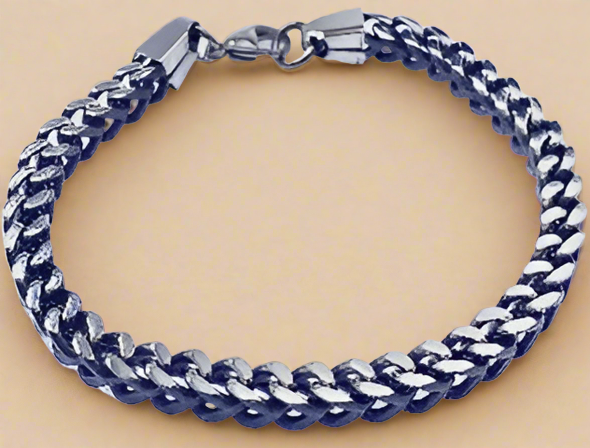 Fashion Black IP Plated Box Chain Bracelet 9"