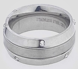 FASHION Crystal Band Ring Polish and Satin