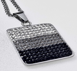 FASHION Crystal Black Grey White Stones Dog Tag Necklace 24"