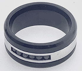 FASHION Black Band with Black Stones Ring