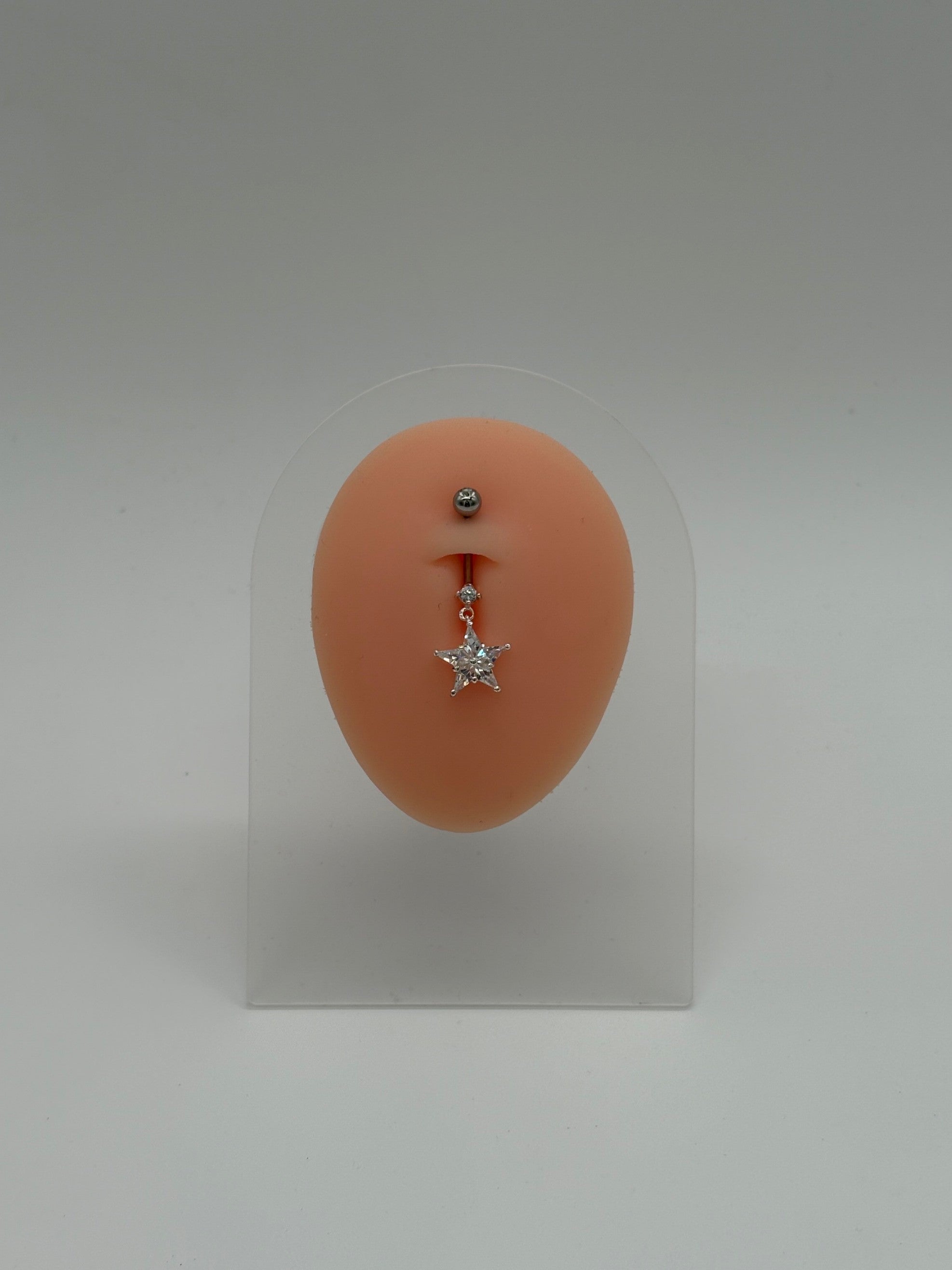 Single Star Sparkle Dangle Belly Button Ring