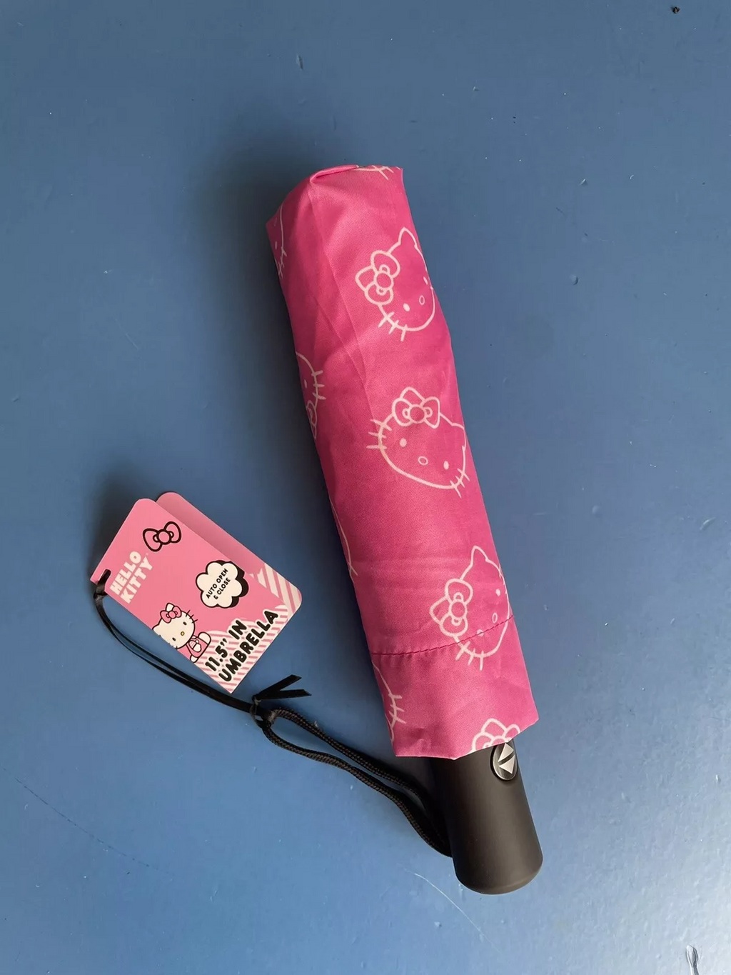 HELLO KITTY Umbrella PINK 11.5" AUTO OPEN & Cover NWT!