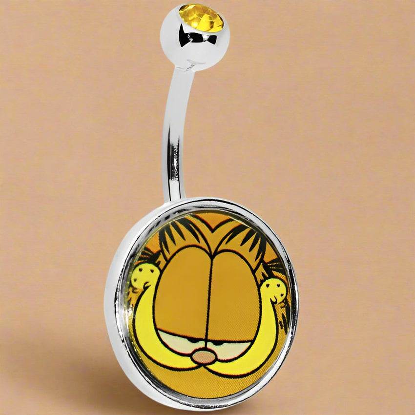 Mischievous Smile Garfield Belly Ring