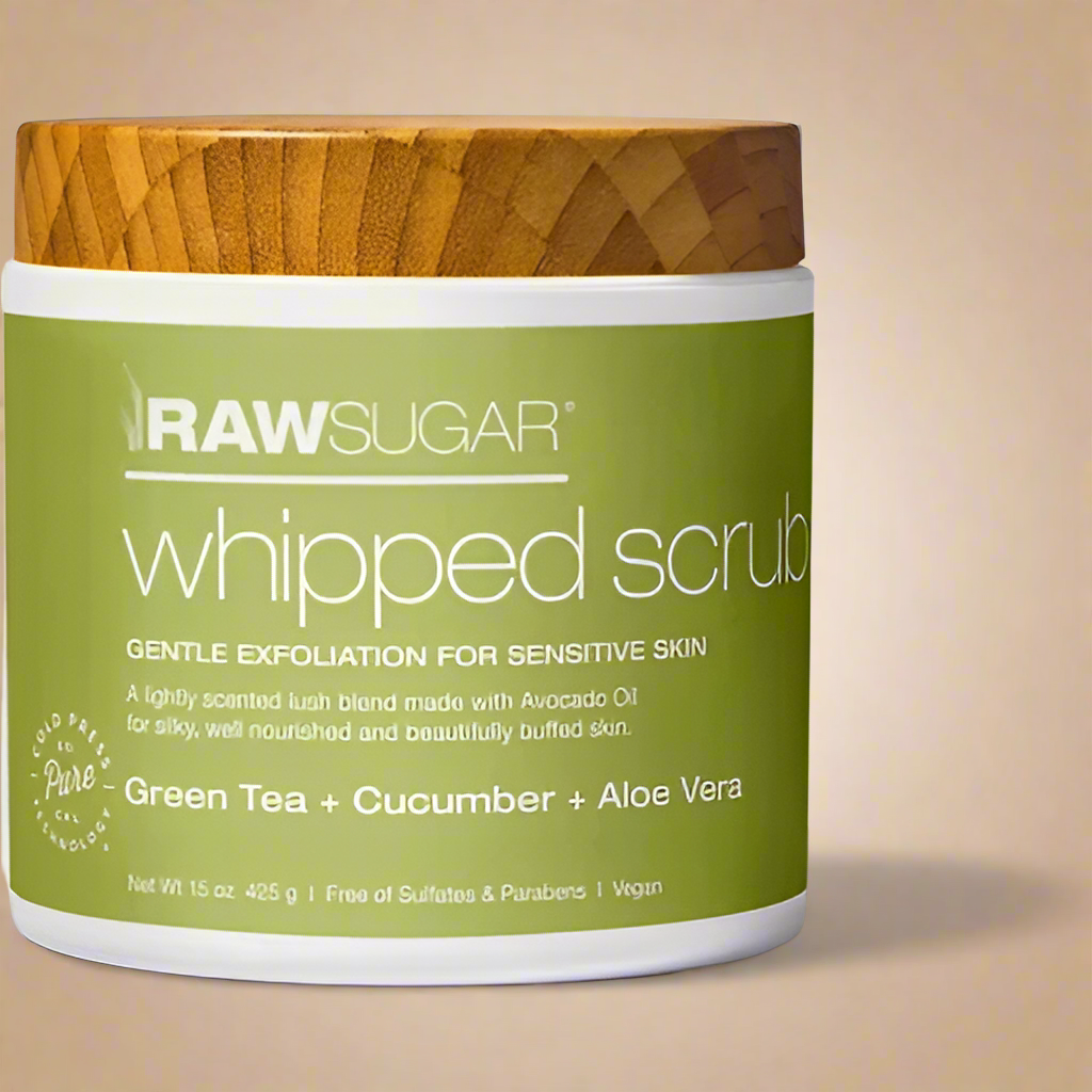 Raw Sugar Sensitive Skin Whipped Polish – Green Tea + Cucumber + Aloe Vera (15 oz)