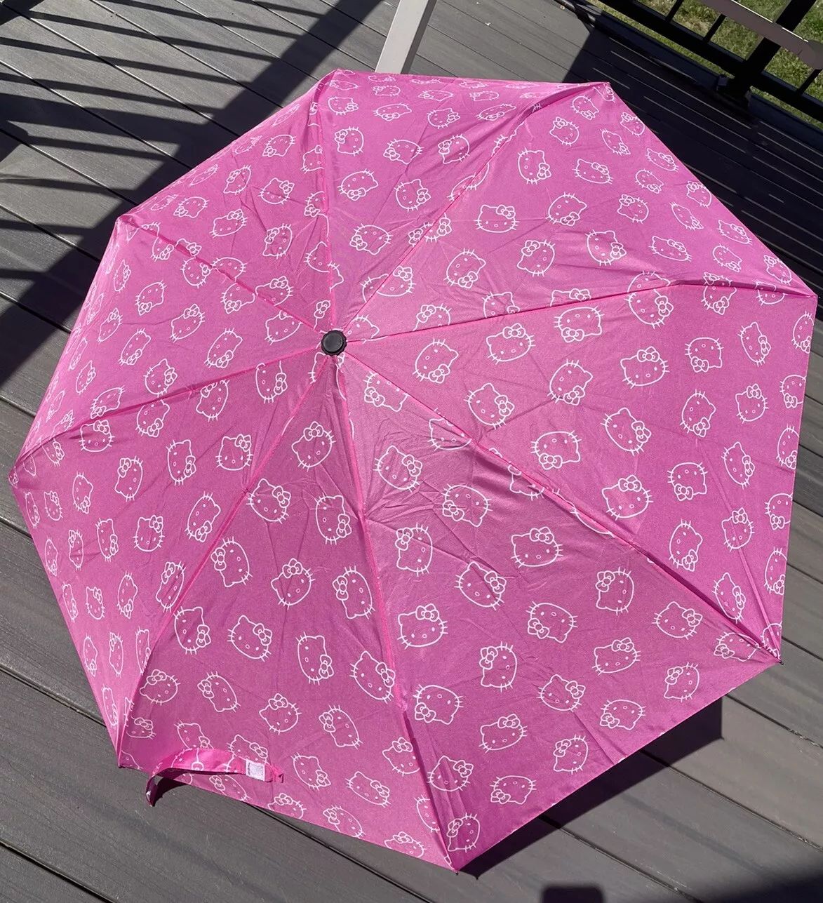 HELLO KITTY Umbrella PINK 11.5" AUTO OPEN & Cover NWT!